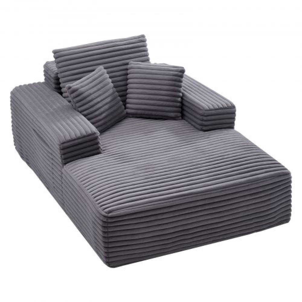 Καρέκλα VEVOR Chaise Lounge, 1380 mm Boneless Chaise Lounge Indoor, Μοντέρνα επικαλυμμένη υπερμεγέθη καρέκλα ανάγνωσης με μαξιλάρια και μπράτσα, καναπέ-κρεβάτι Βαθύ κάθισμα ύπνου για σαλόνι, υπνοδωμάτιο, γκρι
