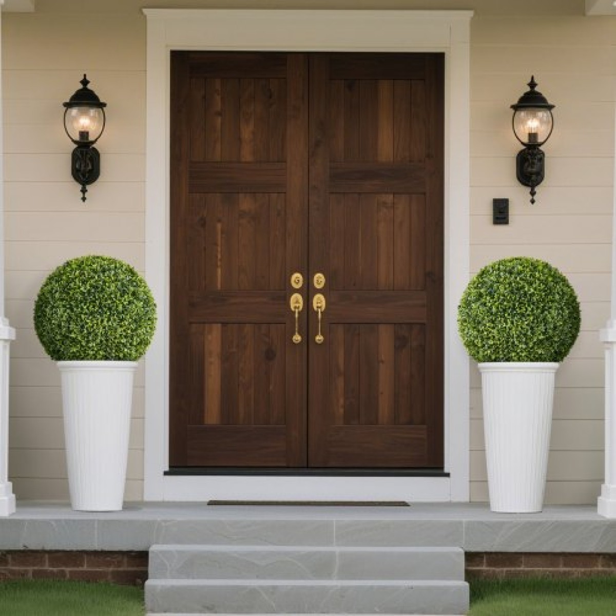 VEVOR Artificial Topiary Ball, 584mm Faux Boxwood Plant Balls, Fake Silk Tree Look Real, Εύκολη συναρμολόγηση για διακόσμηση Μπροστινή βεράντα Εξωτερική βεράντα Κήπος Μπαλκόνι πίσω αυλή και γάμος σε εσωτερικό σπίτι, πράσινο