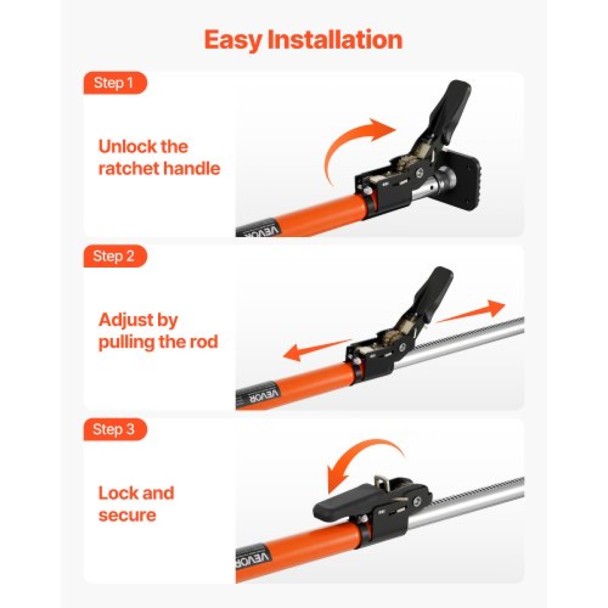VEVOR Cargo Bar, Ratcheting Bars Cargo Ρυθμιζόμενες από 1016mm έως 1854mm, Steel Cargos Stabilizer βαρέως τύπου με δίχτυ αποθήκευσης & διαχωριστική ράβδο, τηλεσκοπικές ράβδοι κλειδώματος φορτίου για SUV, Sedan