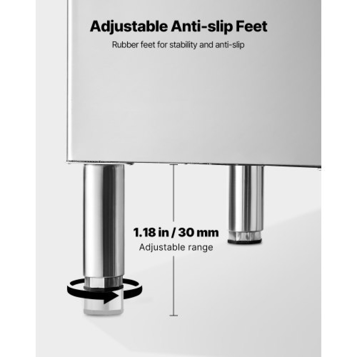 VEVOR Commercial Ice Maker Storage Doll, 136 KG Capacity Ice-Kan, Inox Steel Commercial Ice Storage Bill με Ρυθμιζόμενα Αντιολισθητικά Λαστιχένια Πόδια, Κατάλληλος για Εστιατόρια ξενοδοχεία και καταστήματα ποτών