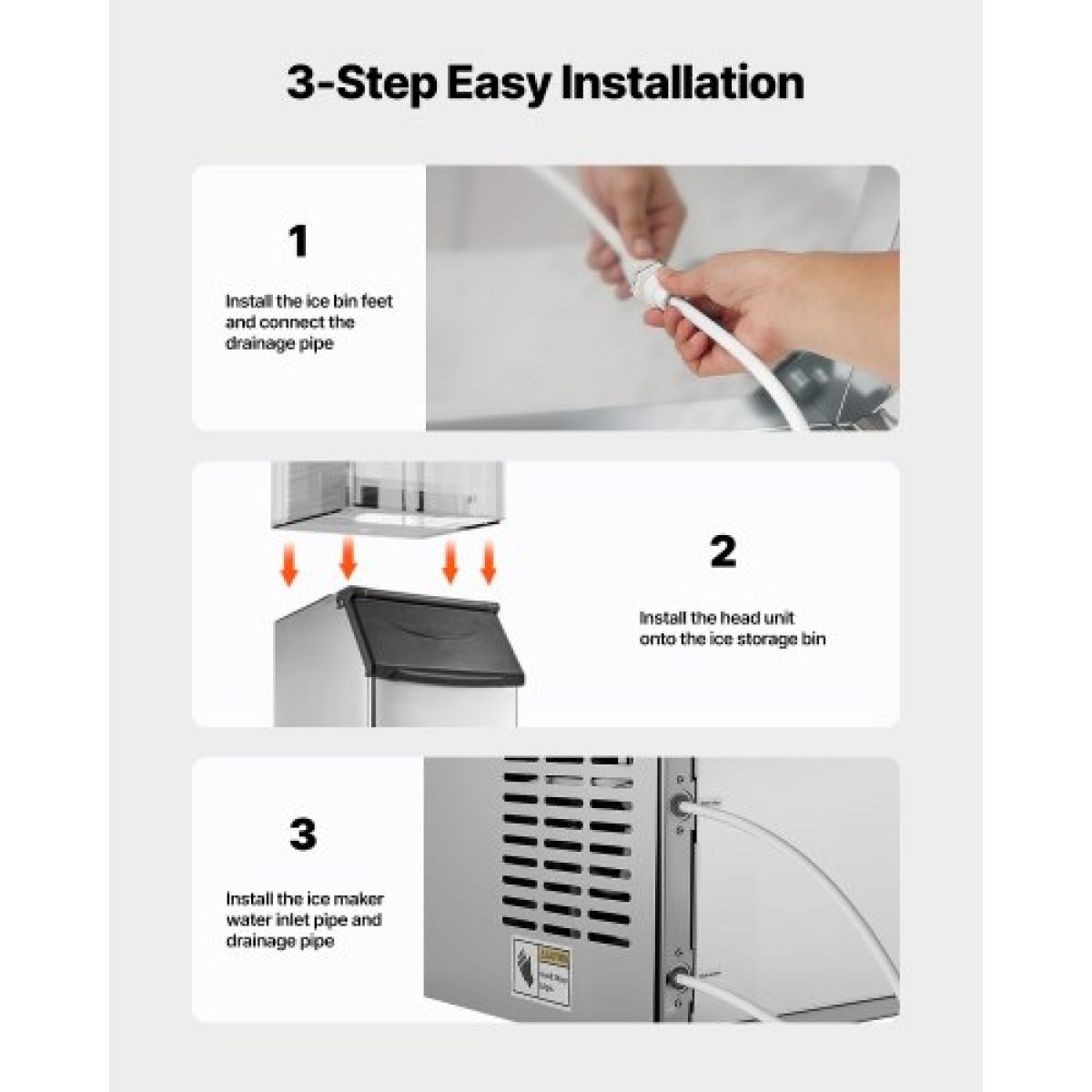 VEVOR Commercial Ice Maker Storage Doll, 136 KG Capacity Ice-Kan, Inox Steel Commercial Ice Storage Bill με Ρυθμιζόμενα Αντιολισθητικά Λαστιχένια Πόδια, Κατάλληλος για Εστιατόρια ξενοδοχεία και καταστήματα ποτών