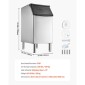 VEVOR Commercial Ice Maker Storage Doll, 136 KG Capacity Ice-Kan, Inox Steel Commercial Ice Storage Bill με Ρυθμιζόμενα Αντιολισθητικά Λαστιχένια Πόδια, Κατάλληλος για Εστιατόρια ξενοδοχεία και καταστήματα ποτών