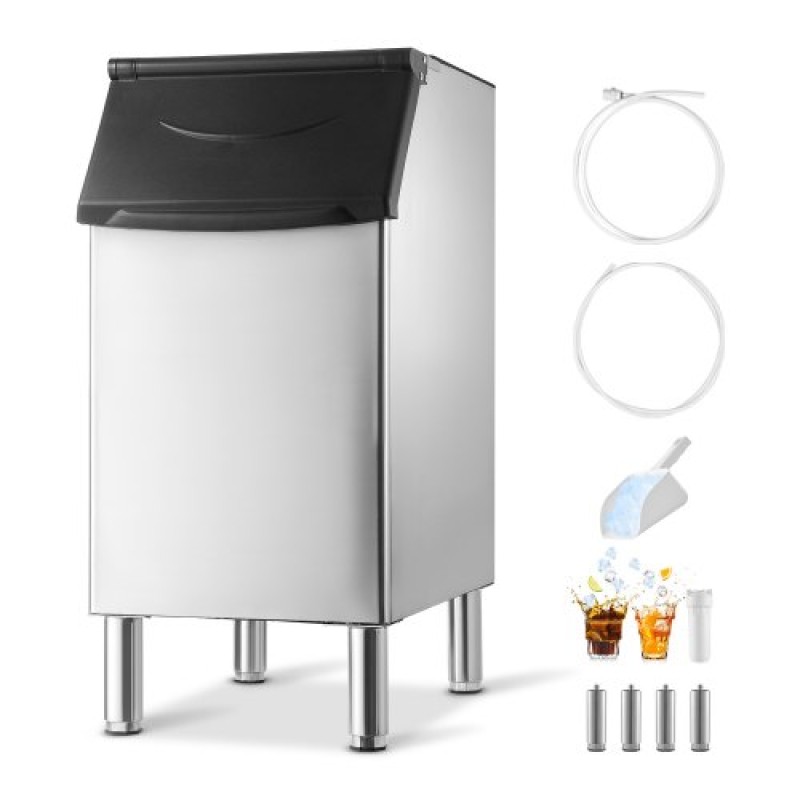 VEVOR Commercial Ice Maker Storage Doll, 136 KG Capacity Ice-Kan, Inox Steel Commercial Ice Storage Bill με Ρυθμιζόμενα Αντιολισθητικά Λαστιχένια Πόδια, Κατάλληλος για Εστιατόρια ξενοδοχεία και καταστήματα ποτών