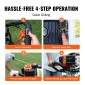 VEVOR Post Hole Digger Gas Powered, 43CC 1250W Earth Auger, Gas Auger with 8” Auger Drill Drill Action Design Bits, Post Fence Hole Digger for Farmland Garden Plant, Orange+Black