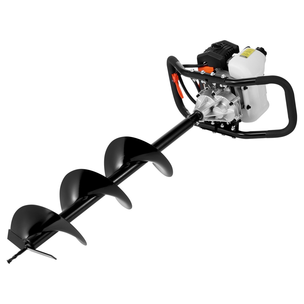 VEVOR Post Hole Digger Gas Powered, 43CC 1250W Earth Auger, Gas Auger with 8” Auger Drill Drill Action Design Bits, Post Fence Hole Digger for Farmland Garden Plant, Orange+Black