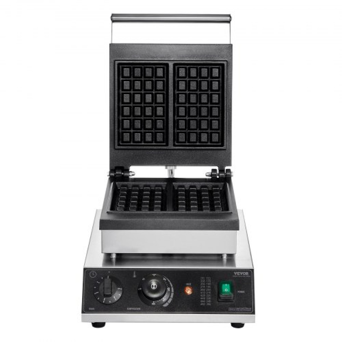 VEVOR Commercial Waffle Maker, 2 τεμ. Ορθογώνιο μηχάνημα αρτοποιίας βαφλών, 2000W αντικολλητικό ανοξείδωτο σίδερο βελγικής βάφλας με έλεγχο θερμοκρασίας και χρόνου, λαβή, για Οικογενειακό σνακ μπαρ φούρνου εστιατορίου