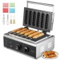VEVOR Commercial Waffle Stick Maker, 6PCS 1500W Machine Waffle Baker, Αντικολλητικό από ανοξείδωτο ατσάλι Corn Hot Dog Waffle Iron με έλεγχο θερμοκρασίας και χρόνου, λαβή, για οικογένεια σνακ μπαρ αρτοποιίας εστιατορίου