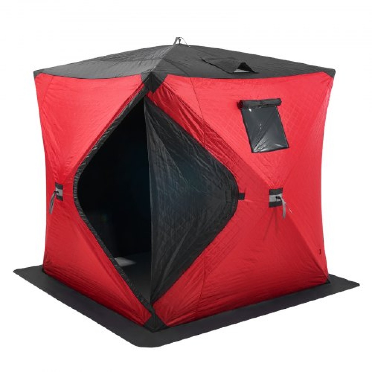 Φορητό καταφύγιο VEVOR Ice Shelter, Pop-Up Ice Fishing Tent 3-4 Person Insulated, Ψαρεύσιμη περιοχή 35 τετραγωνικών ποδιών, Θερμική παράγκα για χειμερινό ψάρεμα, παγάκι με άγκυρες, σχοινιά, τσάντα μεταφοράς, 71"x71", κόκκινο