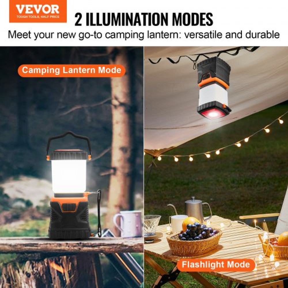 Φανάρι κάμπινγκ VEVOR LED, All-in-one, 1000LM, Φωτισμός 360°, 4 λειτουργίες φωτισμού, Φως με μπαταρία, Εξωτερικός ισχυρός φακός, Κατασκευασμένος για το τελευταίο φως, Ιδανικός για πεζοπορία Ψάρεμα Επισκευές διακοπών