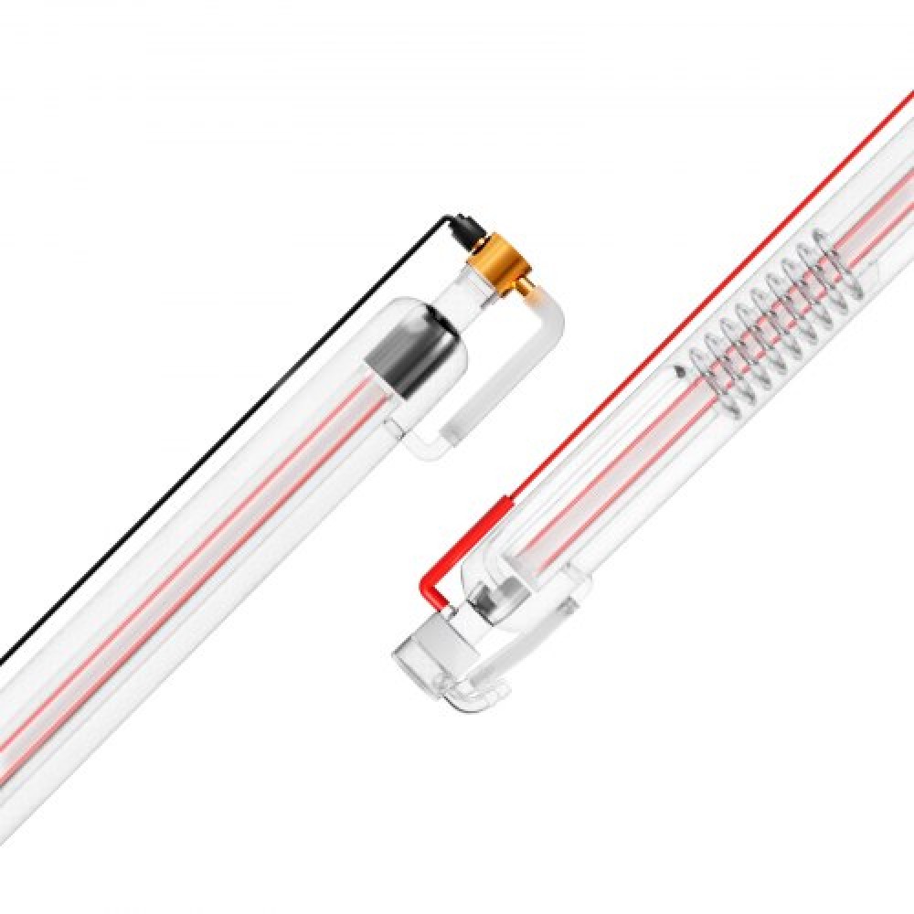 Σωλήνας λέιζερ VEVOR 60W CO2, 49,2 ιντσών (1250 mm) Μήκος, 2 ιντσών (55 mm) Σωλήνας κοπής λέιζερ από βοριοπυριτικό γυαλί με μεταλλική κεφαλή, καλώδια 5000-6000 ωρών προσυνδεδεμένα για μηχανή κοπής με χάραξη με λέιζερ