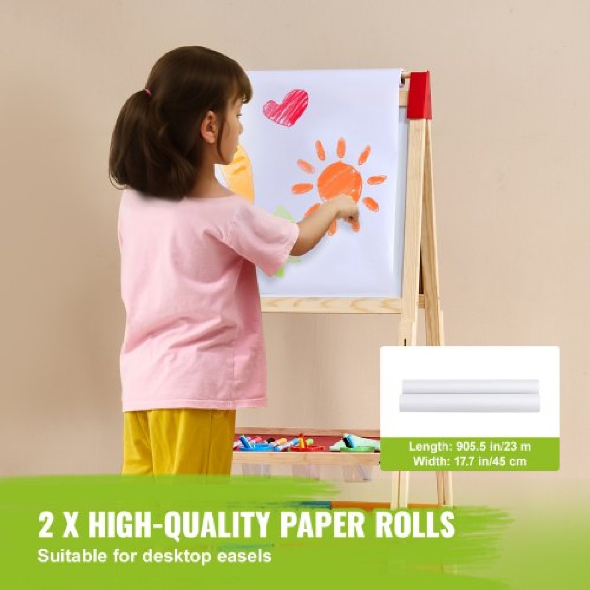 Σετ αξεσουάρ VEVOR Easel, 32 ΤΕΜ. Kid's Art Easel Painting Kit που περιλαμβάνει κιμωλίες, μαρκαδόρους στεγνώματος & ρολά χαρτιού, σετ προμηθειών για όρθιο καβαλέτο τέχνης, αξεσουάρ ζωγραφικής για νήπια αγόρια και κορίτσια
