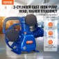 Κεφαλή αντλίας αεροσυμπιεστή VEVOR, 10HP 17,5CFM @ 90PSI, κεφαλή εμβόλου αντλίας αεροσυμπιεστή με λιπαντικό λιπαντικό 3 κυλίνδρων, Αντικατάσταση αντλίας αεροσυμπιεστή από χυτοσίδηρο τύπου V διπλού σταδίου με Max.Πίεση 185 PSI
