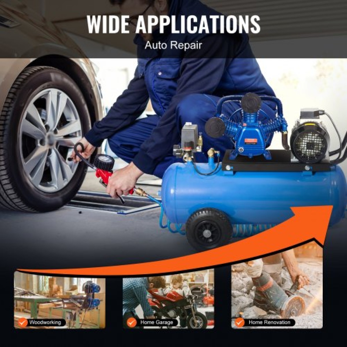 Κεφαλή αντλίας αεροσυμπιεστή VEVOR, 10HP 17,5CFM @ 90PSI, κεφαλή εμβόλου αντλίας αεροσυμπιεστή με λιπαντικό λιπαντικό 3 κυλίνδρων, Αντικατάσταση αντλίας αεροσυμπιεστή από χυτοσίδηρο τύπου V διπλού σταδίου με Max.Πίεση 185 PSI