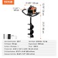 VEVOR Post Hole Digger Gas Powered, 52CC 1450W Earth Auger, Gas Auger with 8” Auger Drill Drill Action Design Bits & 1 Extension Rod, Post Fence Hole Digger for Farmland Garden Plant, Orange+Black