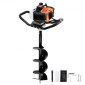 VEVOR Post Hole Digger Gas Powered, 52CC 1450W Earth Auger, Gas Auger with 8” Auger Drill Drill Action Design Bits & 1 Extension Rod, Post Fence Hole Digger for Farmland Garden Plant, Orange+Black