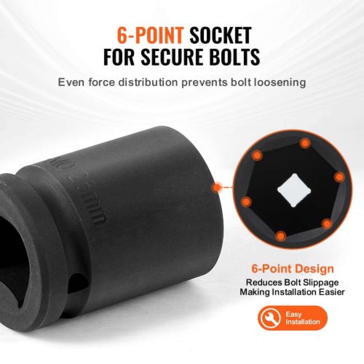 VEVOR Axle Nut Impact Socket Set, 3/4" Drive 6-Point 8-Piece Metric Spindle Socket Socket set, CR-MO Heat treated Large Socket Socket with Storage case, για αυτόματη επισκευή, αφαίρεση ή τοποθέτηση παξιμαδιών άξονα