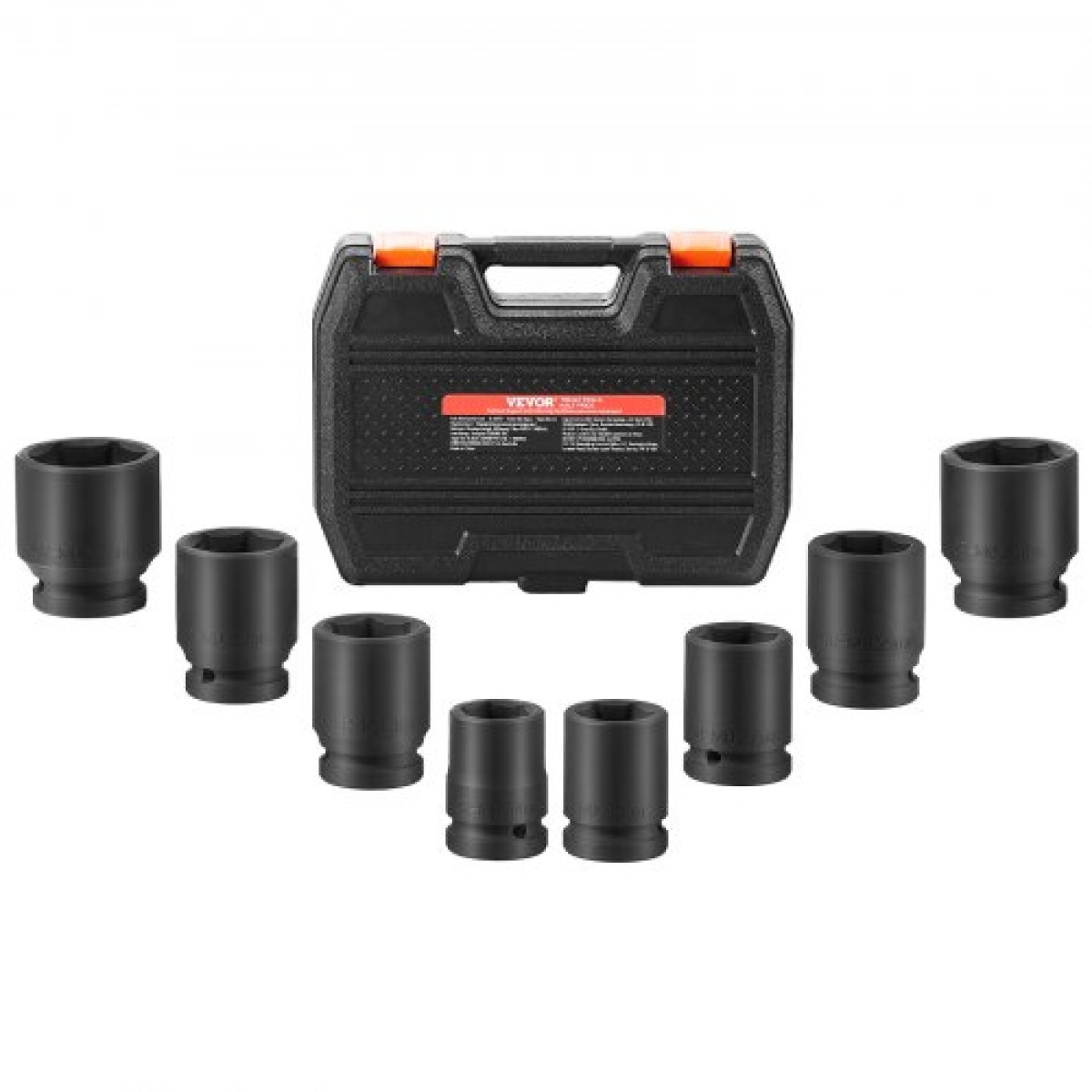 VEVOR Axle Nut Impact Socket Set, 3/4" Drive 6-Point 8-Piece Metric Spindle Socket Socket set, CR-MO Heat treated Large Socket Socket with Storage case, για αυτόματη επισκευή, αφαίρεση ή τοποθέτηση παξιμαδιών άξονα