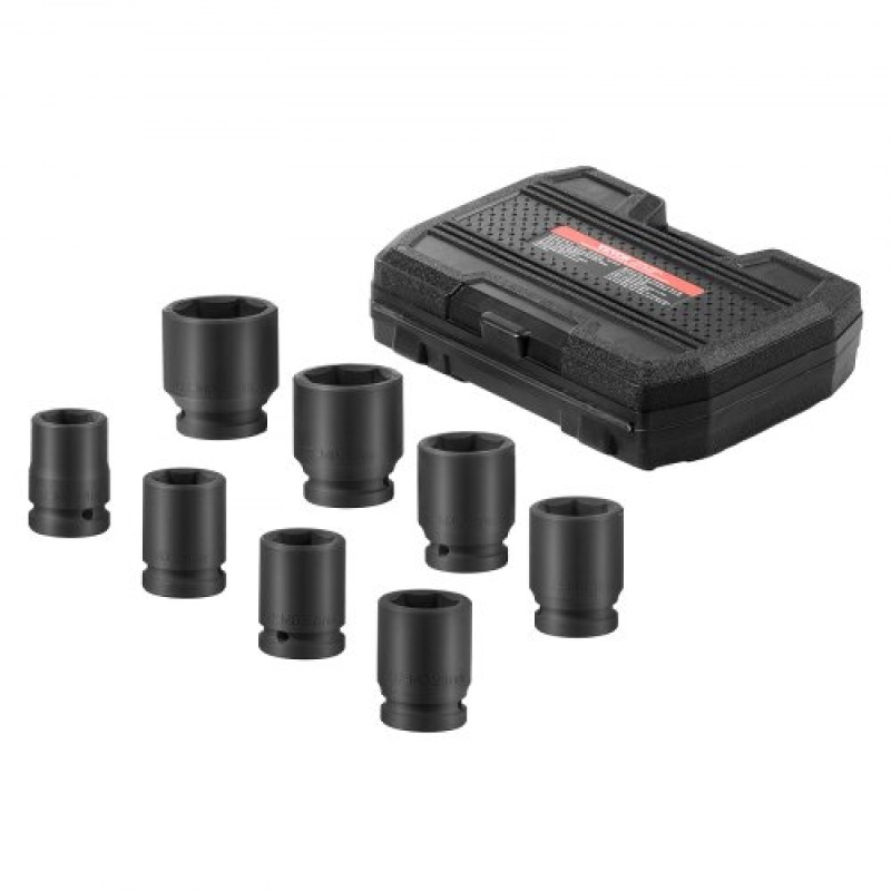 VEVOR Axle Nut Impact Socket Set, 3/4" Drive 6-Point 8-Piece Metric Spindle Socket Socket set, CR-MO Heat treated Large Socket Socket with Storage case, για αυτόματη επισκευή, αφαίρεση ή τοποθέτηση παξιμαδιών άξονα