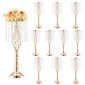 VEVOR 10PCS 55cm/21,65” Ψηλό κρυστάλλινο σταντ για λουλούδια γάμου, μεταλλικό γαμήλιο κεντρικό βάζο, χρυσές θήκες για λουλούδια Floral ράφι για τραπέζια Δείπνο γάμου, Διακόσμηση γενεθλίων τελετών