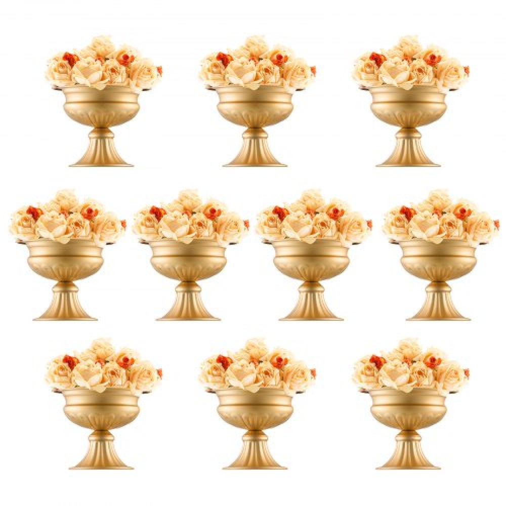VEVOR 10PCS 16cm/6,3” Ψηλό Βάζο Γάμου με Λουλούδια, Μεταλλικό Κέντρο Γάμου, Χρυσή φλοράλ διάταξη Βάση προβολής για τραπέζια Δείπνο γάμου, Διακόσμηση γενεθλίων τελετής επετείου
