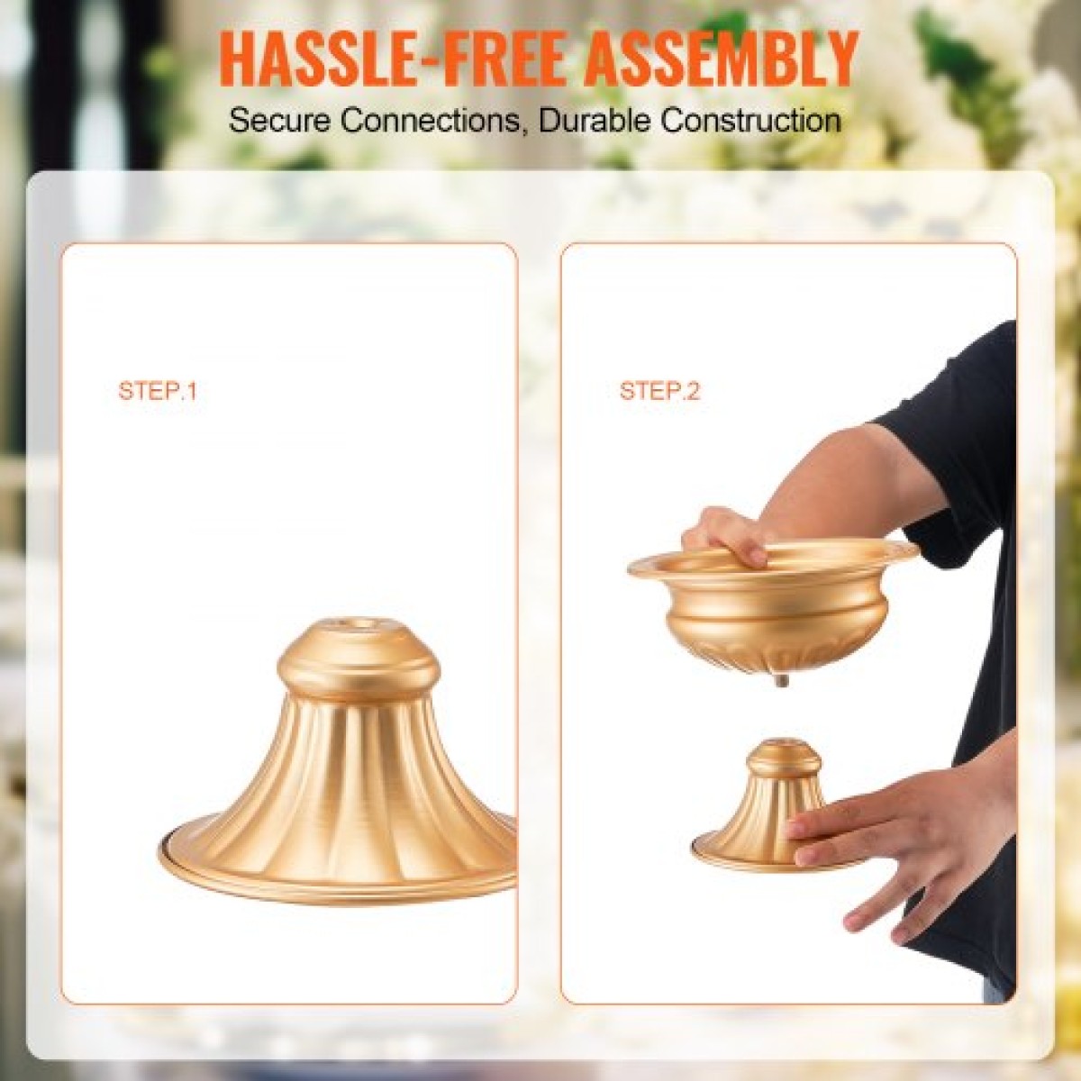 VEVOR 10PCS 16cm/6,3” Ψηλό Βάζο Γάμου με Λουλούδια, Μεταλλικό Κέντρο Γάμου, Χρυσή φλοράλ διάταξη Βάση προβολής για τραπέζια Δείπνο γάμου, Διακόσμηση γενεθλίων τελετής επετείου