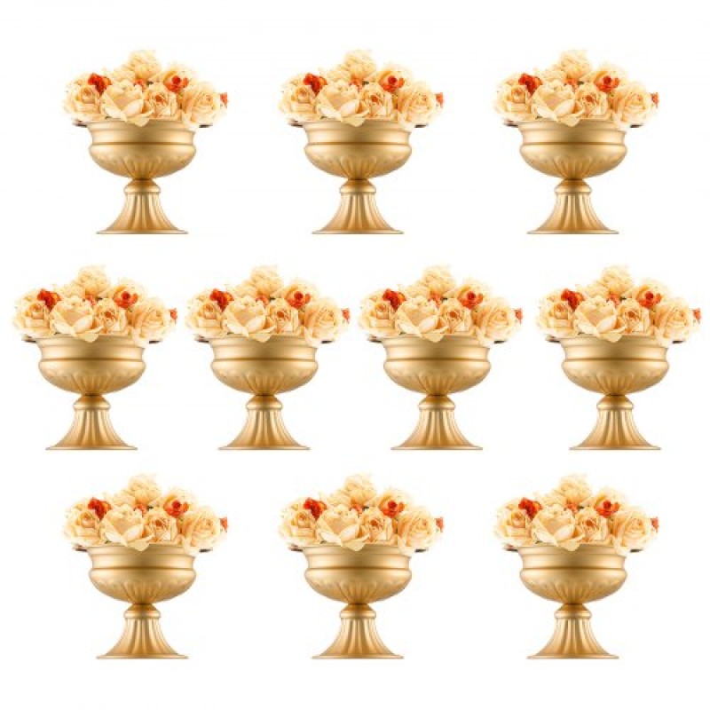 VEVOR 10PCS 16cm/6,3” Ψηλό Βάζο Γάμου με Λουλούδια, Μεταλλικό Κέντρο Γάμου, Χρυσή φλοράλ διάταξη Βάση προβολής για τραπέζια Δείπνο γάμου, Διακόσμηση γενεθλίων τελετής επετείου
