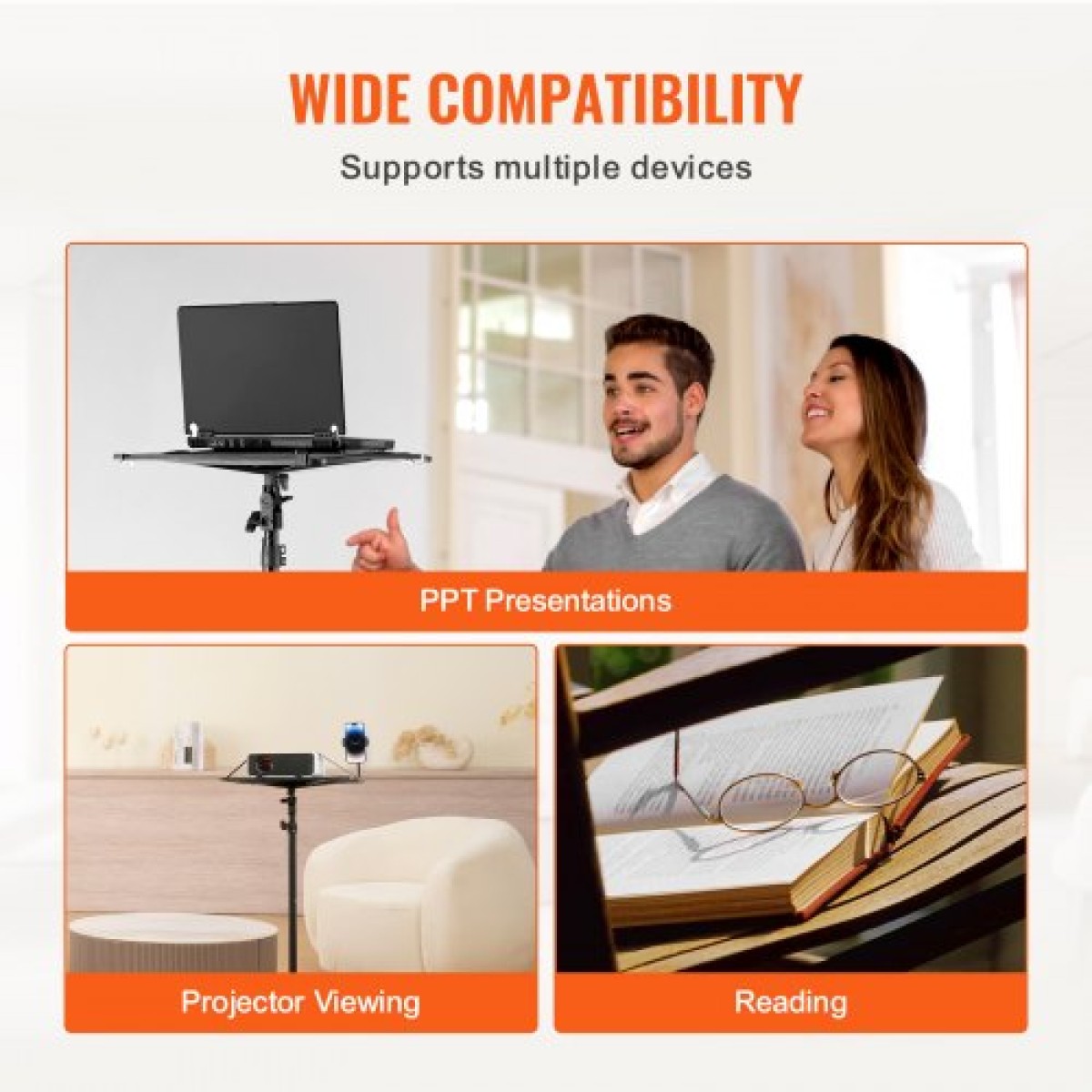 Βάση προβολέα VEVOR, Τρίποδα βάσης φορητού υπολογιστή Ρυθμιζόμενο ύψος από 26,97 έως 63 ίντσες, φορητή βάση τριπόδου προβολέα με δίσκο και θήκη τηλεφώνου Gooseneck, για ταινίες εξωτερικού χώρου, σπίτι, γραφείο, σκηνή ή στούντιο