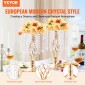 VEVOR 20PCS 43cm/16,9” Ψηλό κρυστάλλινο σταντ για λουλούδια γάμου, Μεταλλικό κεντρικό βάζο γάμου, χρυσές θήκες για λουλούδια Floral ράφι για τραπέζια Δείπνο γάμου, Διακόσμηση γενεθλίων τελετών