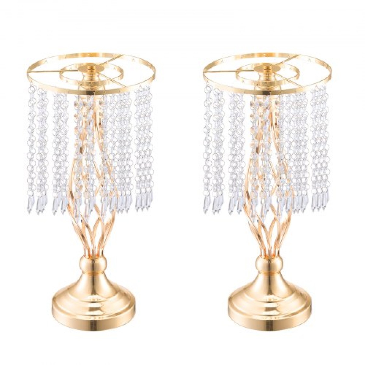 VEVOR 20PCS 43cm/16,9” Ψηλό κρυστάλλινο σταντ για λουλούδια γάμου, Μεταλλικό κεντρικό βάζο γάμου, χρυσές θήκες για λουλούδια Floral ράφι για τραπέζια Δείπνο γάμου, Διακόσμηση γενεθλίων τελετών