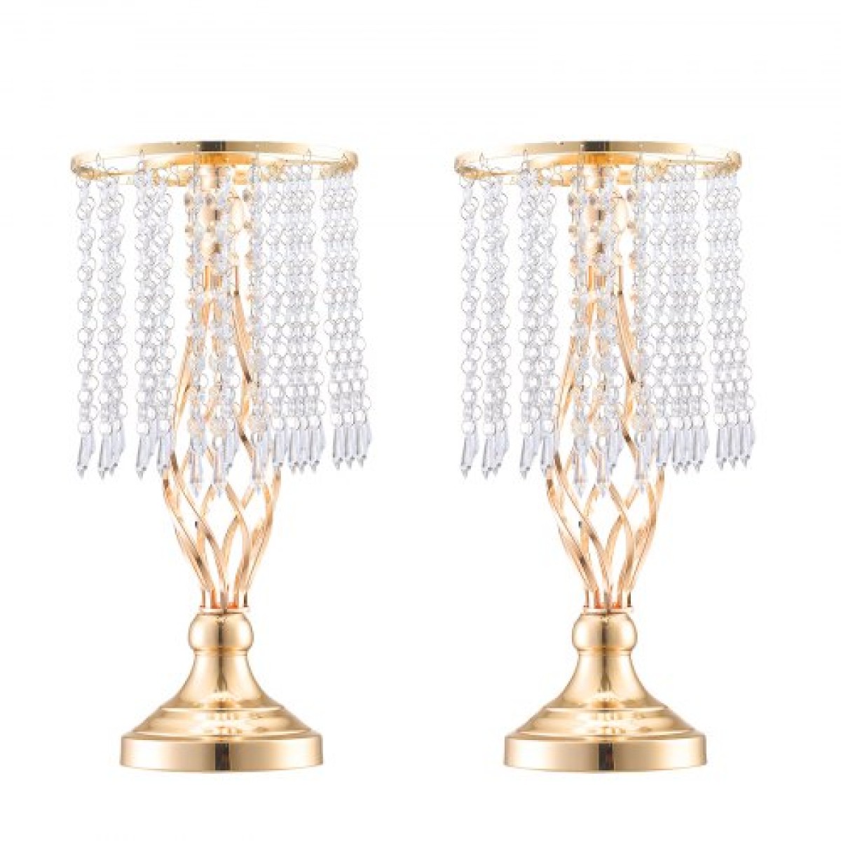 VEVOR 20PCS 43cm/16,9” Ψηλό κρυστάλλινο σταντ για λουλούδια γάμου, Μεταλλικό κεντρικό βάζο γάμου, χρυσές θήκες για λουλούδια Floral ράφι για τραπέζια Δείπνο γάμου, Διακόσμηση γενεθλίων τελετών