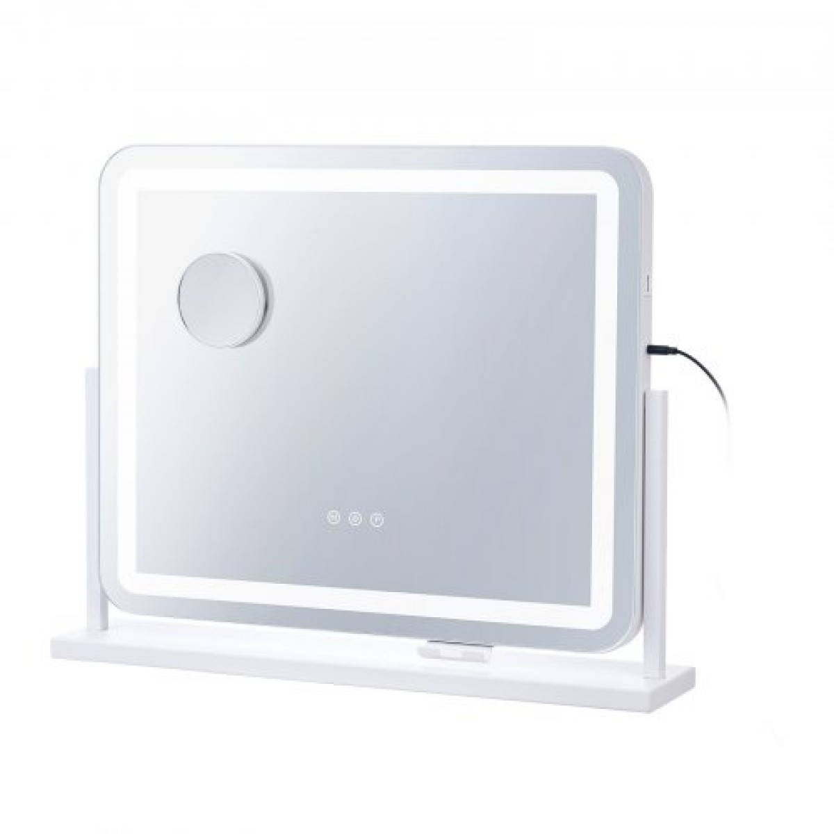 VEVOR Vanity Mirror με φώτα, τρεις λειτουργίες φωτισμού, φωτιζόμενο καθρέφτη μακιγιάζ LED και μεγέθυνση 5X, θύρα USB, Smart Touch Control, Περιστροφή 360° (21,7x17,7 in, Λευκό)