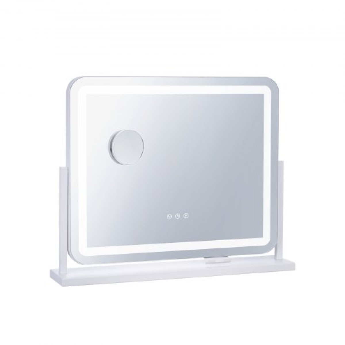 VEVOR Vanity Mirror με φώτα, τρεις λειτουργίες φωτισμού, φωτιζόμενο καθρέφτη μακιγιάζ LED και μεγέθυνση 5X, θύρα USB, Smart Touch Control, Περιστροφή 360° (21,7x17,7 in, Λευκό)