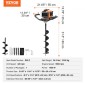 VEVOR Post Hole Digger Gas Powered, 52CC 1450W Γήινος τρυπάνι, τρυπάνι αερίου με τρυπάνι 6" & 10" Action Design Bits & 3 Extension Rods, Post Fence Hole Digger for Farmland Garden Plant, Orange+Black
