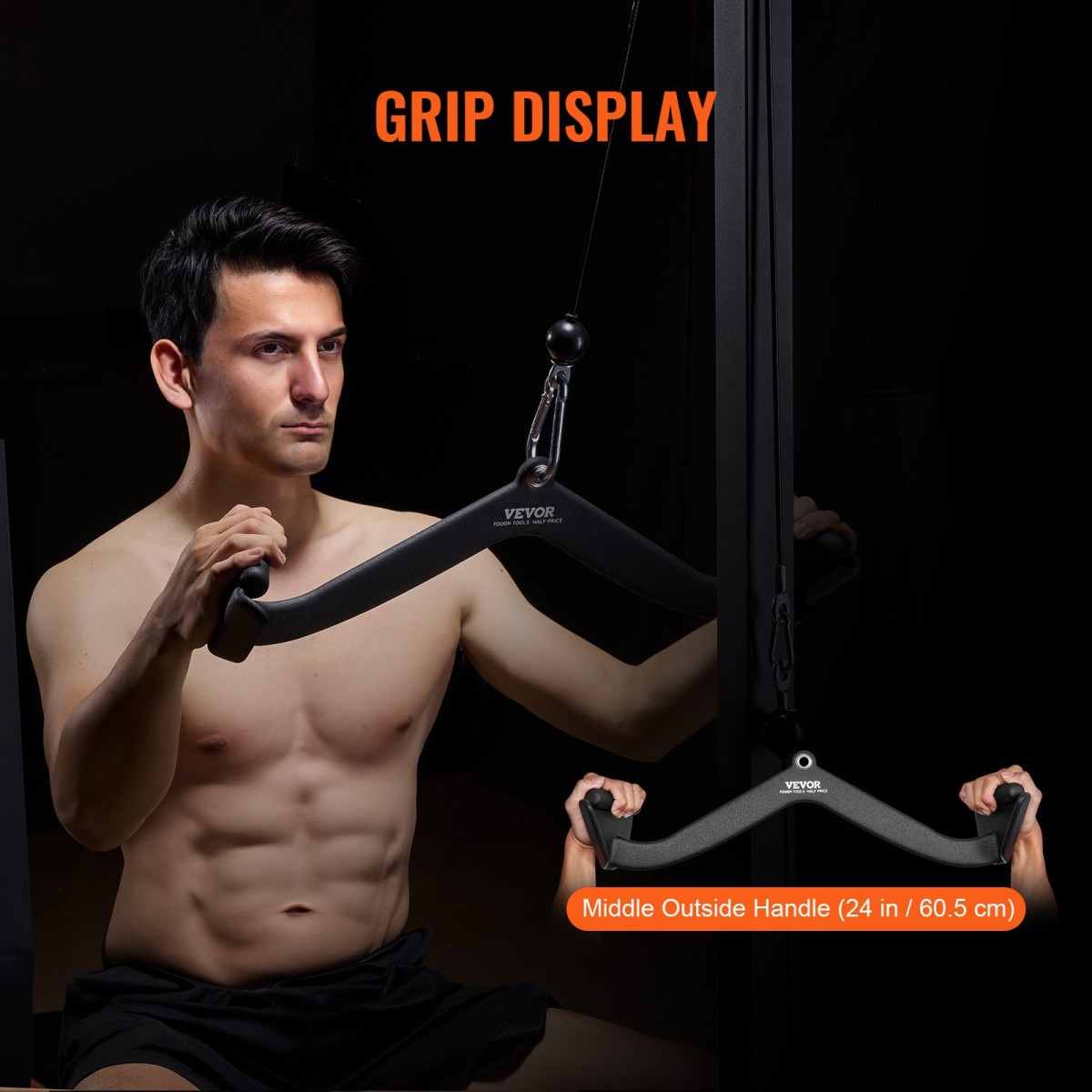 Εξάρτημα VEVOR LAT Pulldown Attachment, Εξάρτημα V-bar Κωπηλατικής μηχανής καλωδίου, Pulldown Bar Tricep, Προπόνηση δύναμης πλάτης Λαβή με λαστιχένια επένδυση, Bicep Curl Tricep Lat Pulldown Bar για γυμναστική στο σπίτι