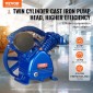 Κεφαλή αντλίας αεροσυμπιεστή VEVOR, 5,5HP 5,75CFM @ 90PSI, Κεφαλή εμβόλου αντλίας αέρα συμπιεστή με λιπαντικό διπλού κυλίνδρου, Αντικατάσταση αντλίας αεροσυμπιεστή από χυτοσίδηρο τύπου V διπλού σταδίου με Max.Πίεση 185 PSI