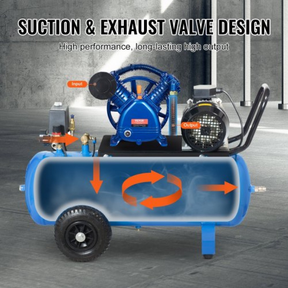 Κεφαλή αντλίας αεροσυμπιεστή VEVOR, 5,5HP 5,75CFM @ 90PSI, Κεφαλή εμβόλου αντλίας αέρα συμπιεστή με λιπαντικό διπλού κυλίνδρου, Αντικατάσταση αντλίας αεροσυμπιεστή από χυτοσίδηρο τύπου V διπλού σταδίου με Max.Πίεση 185 PSI