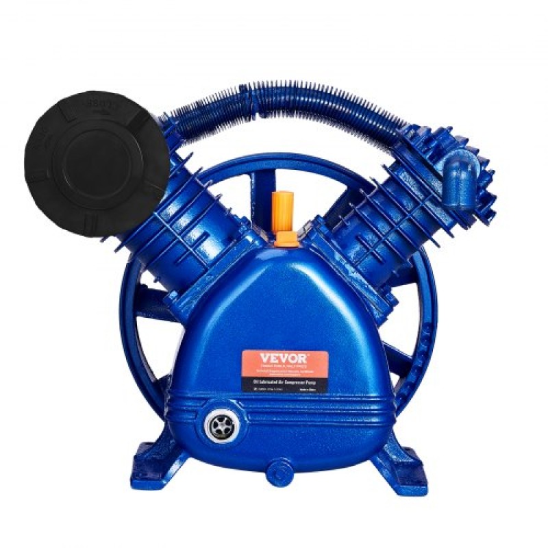 Κεφαλή αντλίας αεροσυμπιεστή VEVOR, 5,5HP 5,75CFM @ 90PSI, Κεφαλή εμβόλου αντλίας αέρα συμπιεστή με λιπαντικό διπλού κυλίνδρου, Αντικατάσταση αντλίας αεροσυμπιεστή από χυτοσίδηρο τύπου V διπλού σταδίου με Max.Πίεση 185 PSI