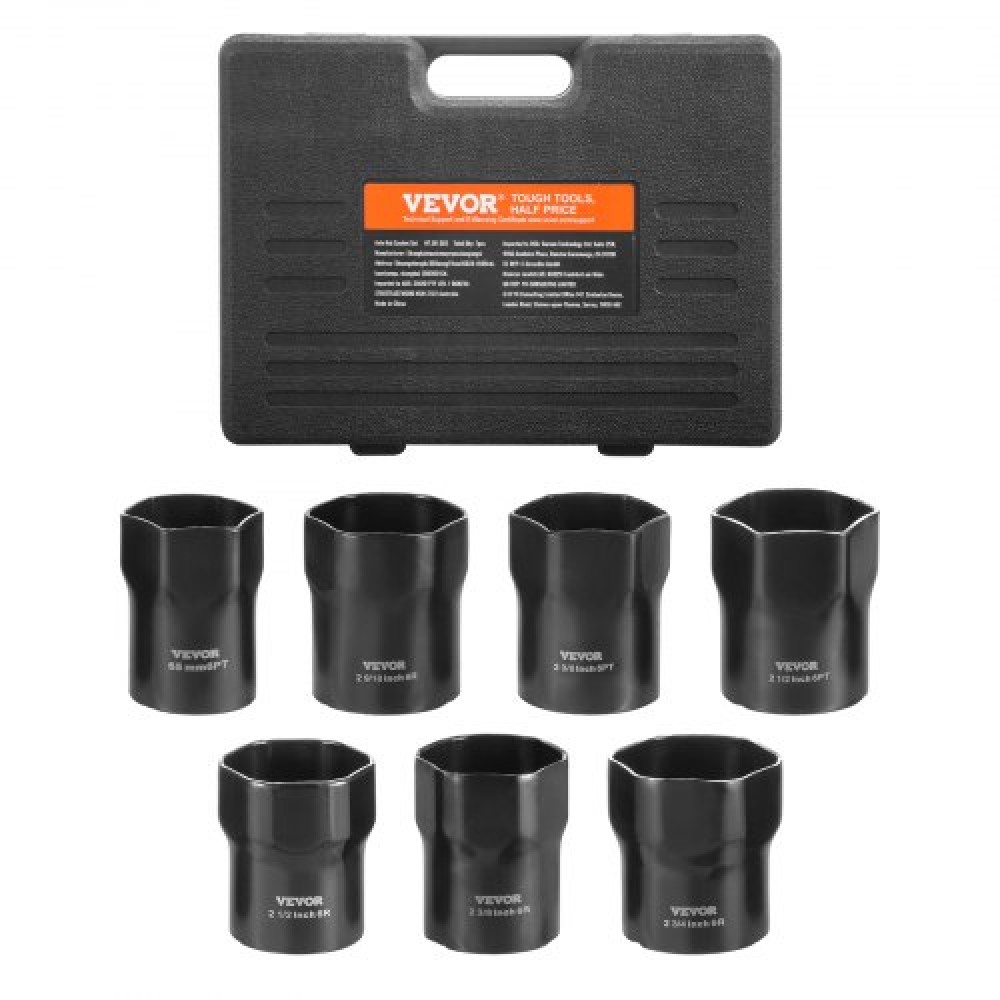 Σετ ρουλεμάν τροχού VEVOR Socket Socket, 1/2 ιντσών Drive 7 Piece SAE και Metric Socket 6 Point για οχήματα Ford, Dodge και Toyota, με θήκη αποθήκευσης, αφαιρέστε και τοποθετήστε τα παξιμάδια ασφάλισης ρουλεμάν τροχού