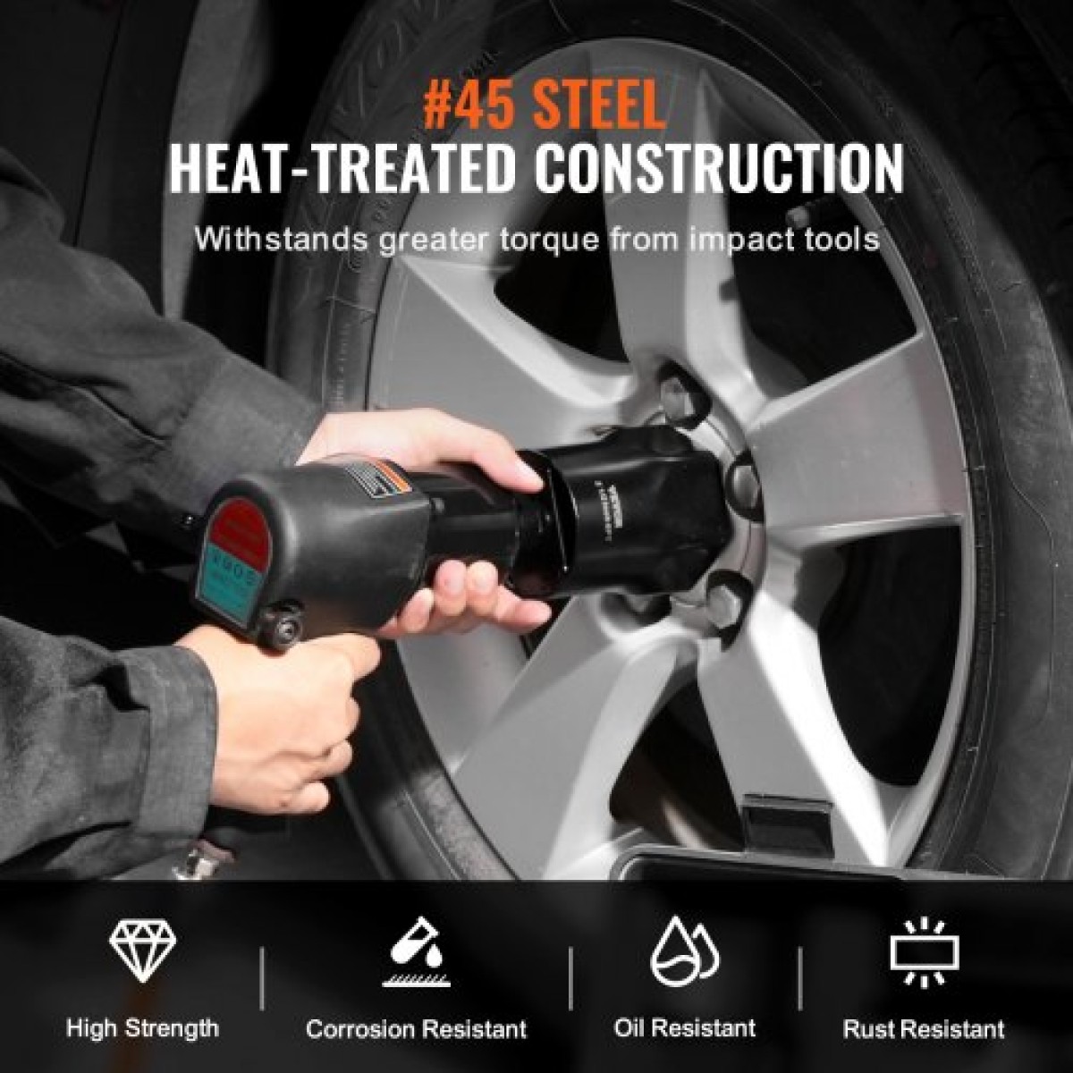 Σετ ρουλεμάν τροχού VEVOR Socket Socket, 1/2 ιντσών Drive 7 Piece SAE και Metric Socket 6 Point για οχήματα Ford, Dodge και Toyota, με θήκη αποθήκευσης, αφαιρέστε και τοποθετήστε τα παξιμάδια ασφάλισης ρουλεμάν τροχού