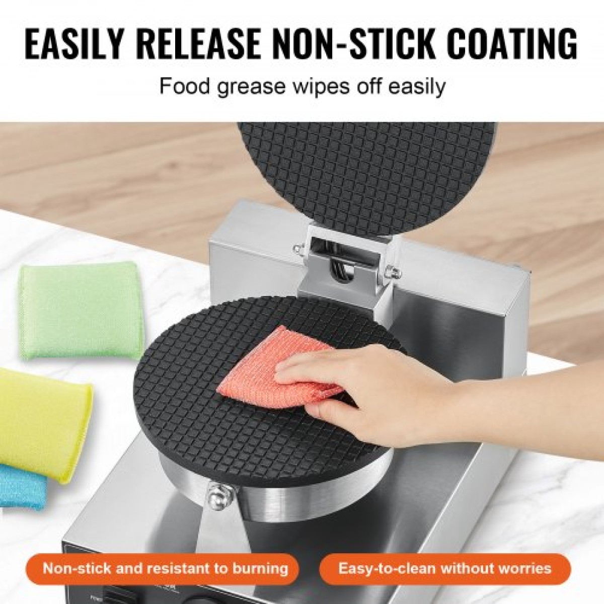 VEVOR Electric Ice Cream Cone Maker, Εμπορική μηχανή για κώνους βάφλας 1230W, Αντικολλητική φόρμα ρολού από ανοξείδωτο ατσάλι, με έλεγχο θερμοκρασίας και χρόνου, λαβή, για οικογένεια σνακ μπαρ αρτοποιίας εστιατορίου