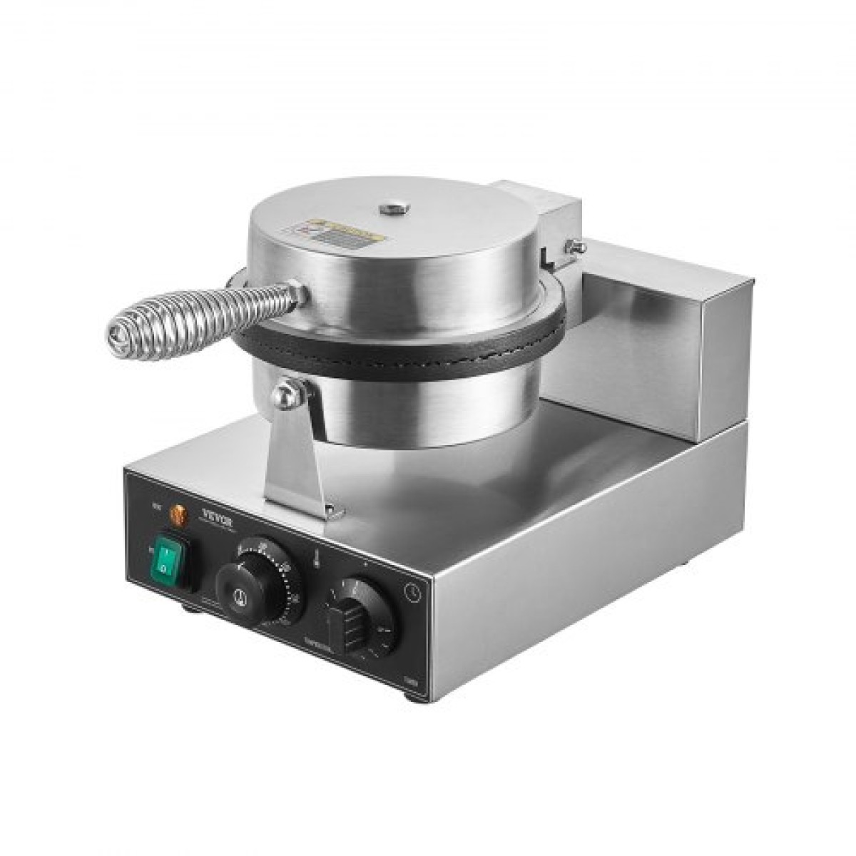 VEVOR Electric Ice Cream Cone Maker, Εμπορική μηχανή για κώνους βάφλας 1230W, Αντικολλητική φόρμα ρολού από ανοξείδωτο ατσάλι, με έλεγχο θερμοκρασίας και χρόνου, λαβή, για οικογένεια σνακ μπαρ αρτοποιίας εστιατορίου