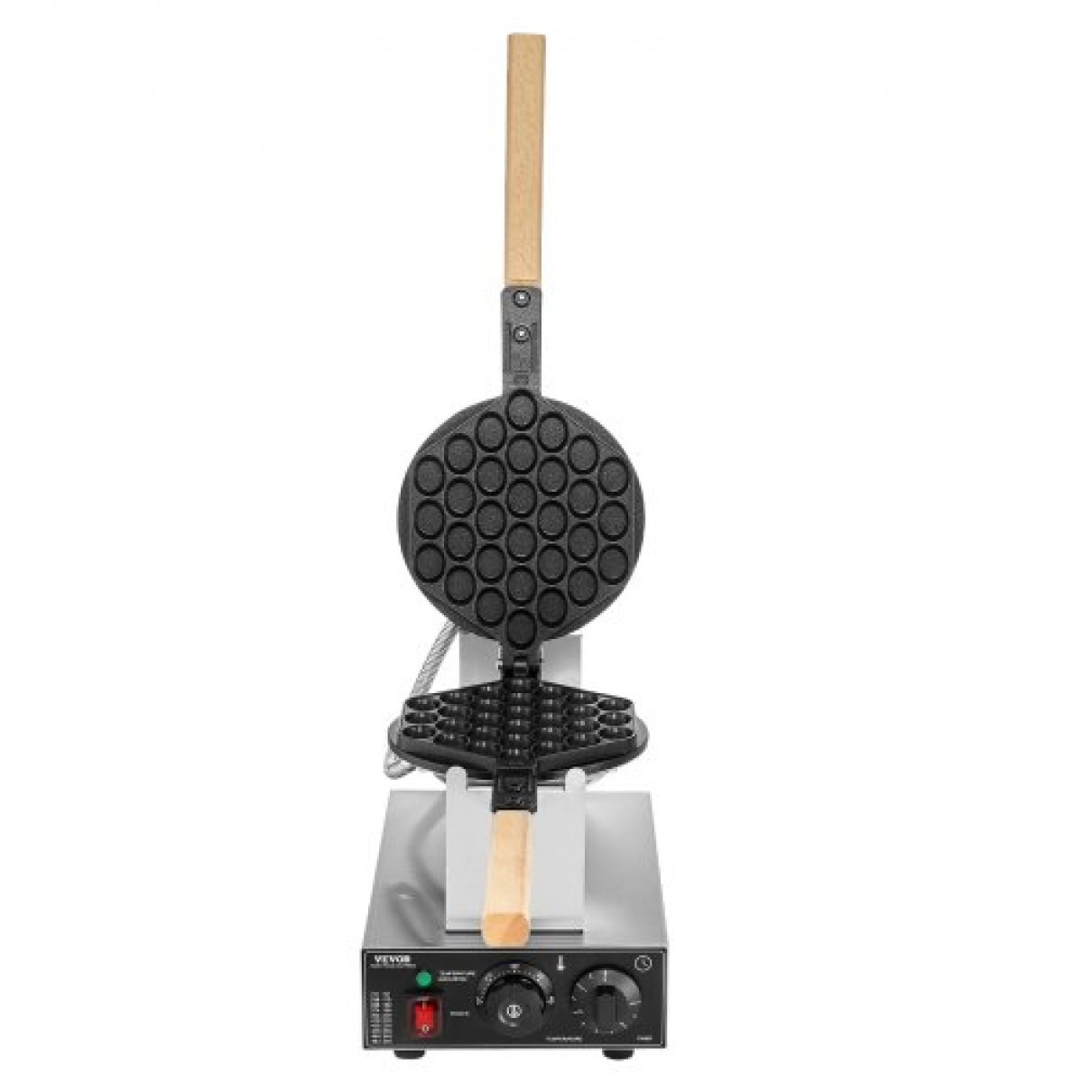 VEVOR Commercial Bubble Waffle Maker, Μηχάνημα αρτοποιίας για τηγανίτες αυγών 1400W, Αντικολλητικό ανοξείδωτο ατσάλι Egg Bubble Puff, Περιστρεφόμενο 180°, Έλεγχος θερμοκρασίας και χρόνου, Ξύλινη λαβή, για σνακ μπαρ αρτοποιίας εστιατορίου