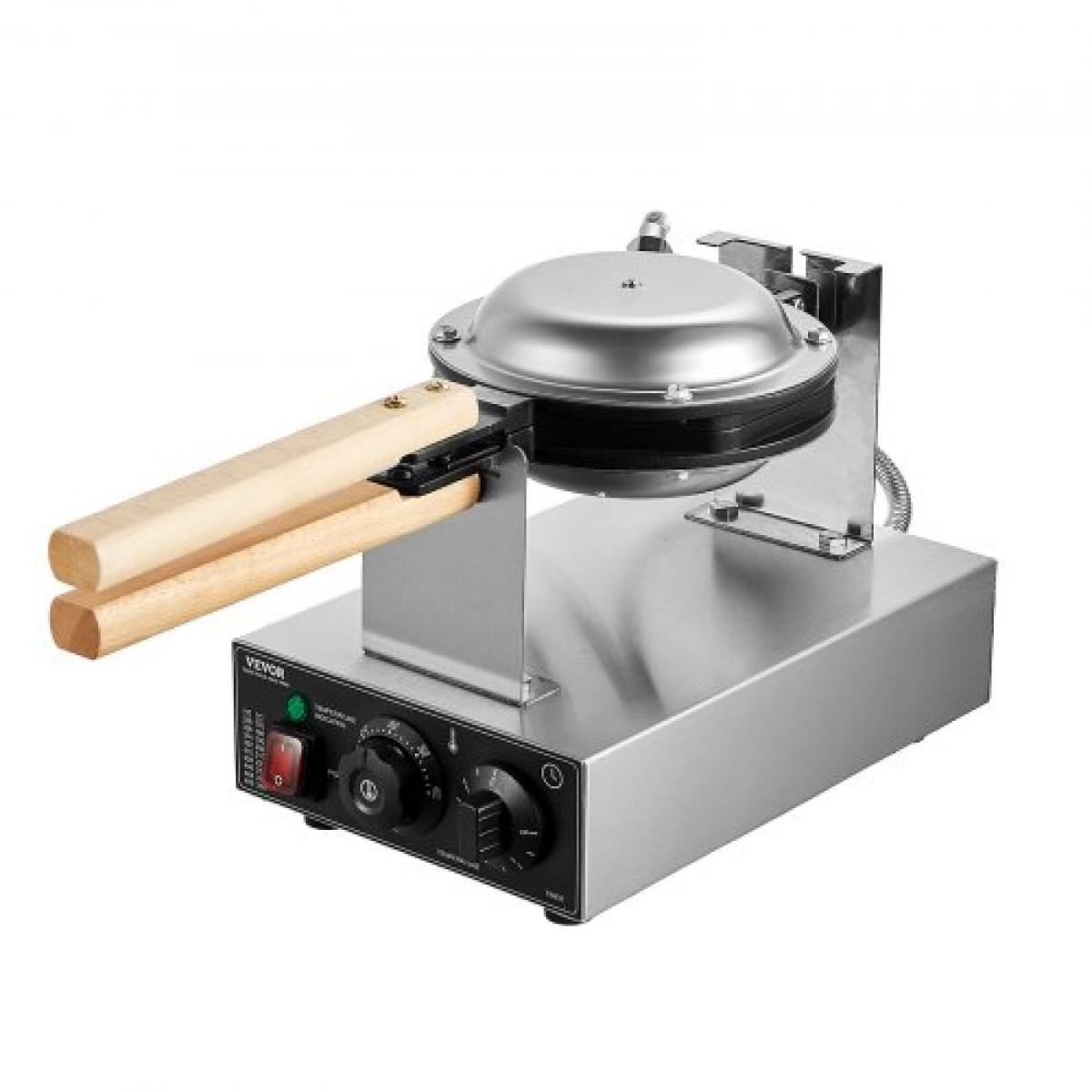 VEVOR Commercial Bubble Waffle Maker, Μηχάνημα αρτοποιίας για τηγανίτες αυγών 1400W, Αντικολλητικό ανοξείδωτο ατσάλι Egg Bubble Puff, Περιστρεφόμενο 180°, Έλεγχος θερμοκρασίας και χρόνου, Ξύλινη λαβή, για σνακ μπαρ αρτοποιίας εστιατορίου
