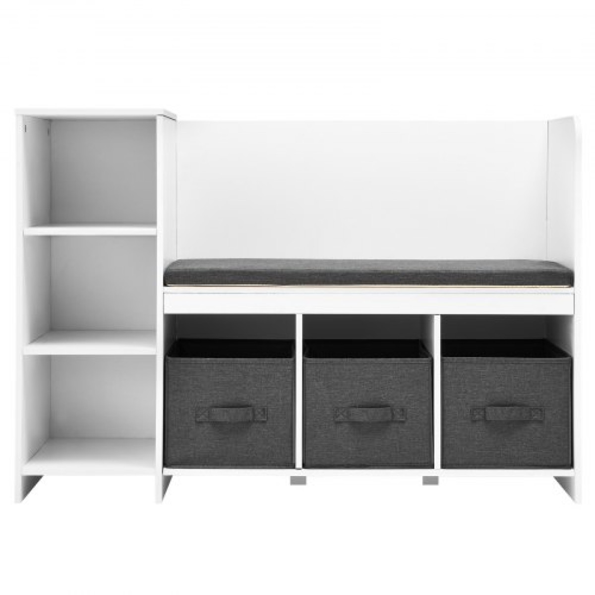 VEVOR Πάγκος γωνιάς ανάγνωσης για παιδιά, ράφι και βιβλιοθήκη για μικρά παιδιά με αποσπώμενο μαξιλάρι καθίσματος, πάγκος οργάνωσης αποθήκευσης 6 θέσεων με 3 συρτάρια, Ιδανικό για playroom, υπνοδωμάτιο, σαλόνι ή είσοδο, λευκό
