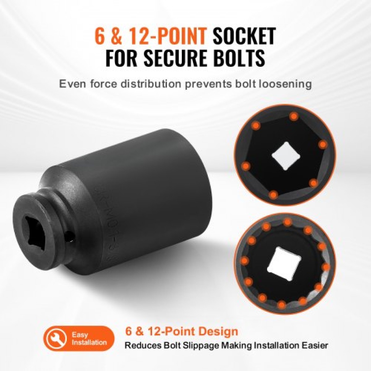 VEVOR Axle Nut Impact Socket Set, 1/2" Drive Deep 6+12-Point 14-Piece Metric Spindle Socket Set, CR-V Heat treated Large Socket set with Storage case, Auto Repair, Αφαίρεση ή Τοποθέτηση Παξιμαδιών Άξονα