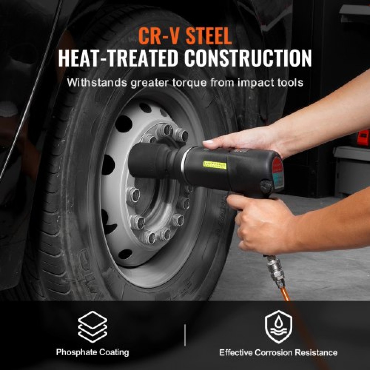 VEVOR Axle Nut Impact Socket Set, 1/2" Drive Deep 6+12-Point 14-Piece Metric Spindle Socket Set, CR-V Heat treated Large Socket set with Storage case, Auto Repair, Αφαίρεση ή Τοποθέτηση Παξιμαδιών Άξονα