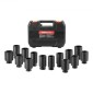 VEVOR Axle Nut Impact Socket Set, 1/2" Drive Deep 6+12-Point 14-Piece Metric Spindle Socket Set, CR-V Heat treated Large Socket set with Storage case, Auto Repair, Αφαίρεση ή Τοποθέτηση Παξιμαδιών Άξονα