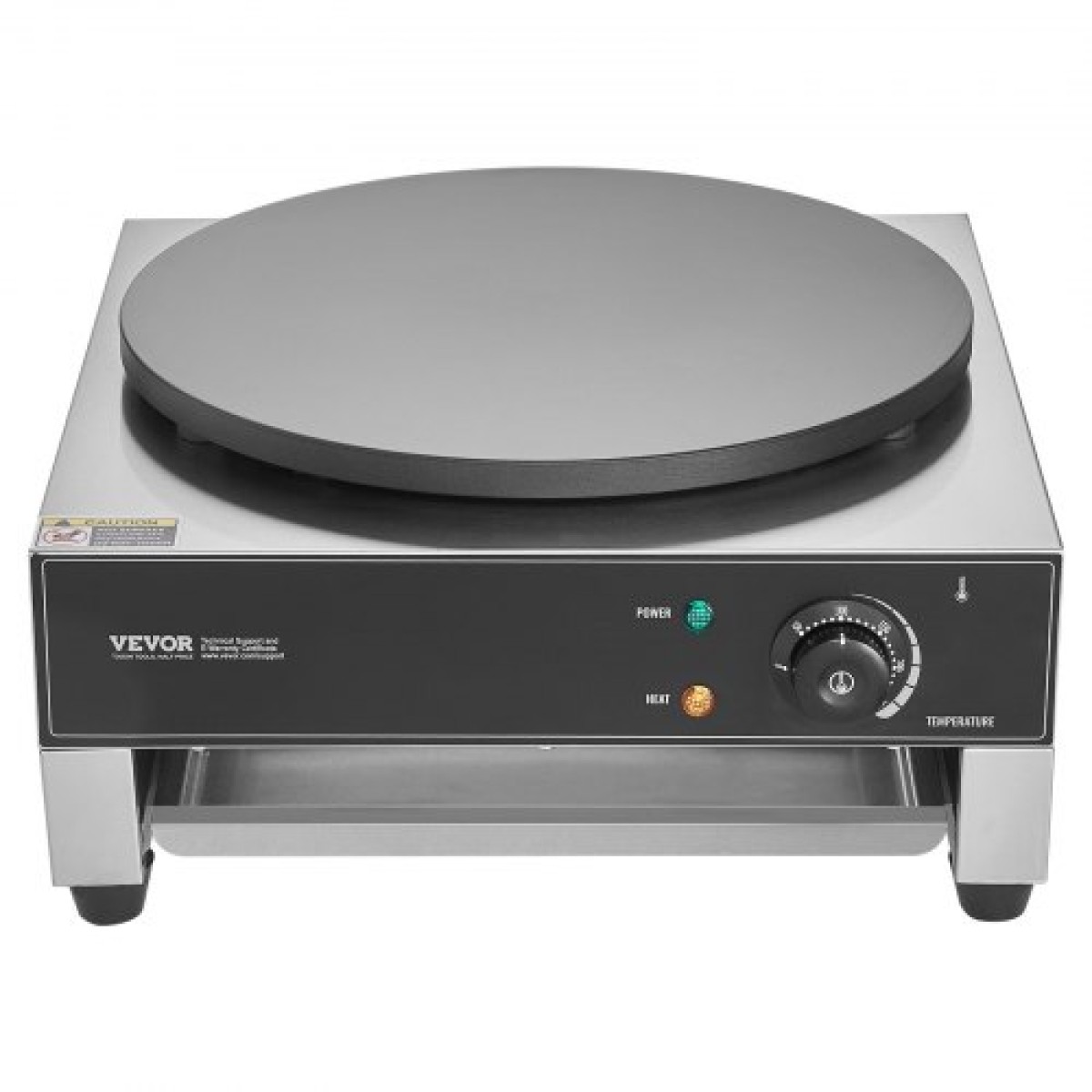 VEVOR Electric Crepe Maker, Εμπορική Μηχανή Κρέπας 16 ιντσών, Επίπεδη πλάκα κρεπ σχάρα 3000W, Μηχάνημα παρασκευής τηγανιτών από αντικολλητικό ανοξείδωτο ατσάλι, επιτραπέζια σόμπα για τηγανίτες με δημητριακά με έλεγχο θερμοκρασίας