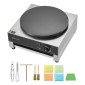 VEVOR Electric Crepe Maker, Εμπορική Μηχανή Κρέπας 16 ιντσών, Επίπεδη πλάκα κρεπ σχάρα 3000W, Μηχάνημα παρασκευής τηγανιτών από αντικολλητικό ανοξείδωτο ατσάλι, επιτραπέζια σόμπα για τηγανίτες με δημητριακά με έλεγχο θερμοκρασίας