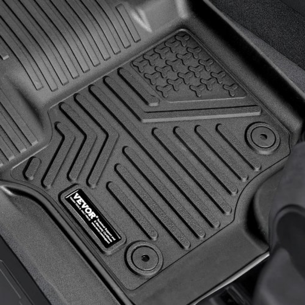 Πατάκια VEVOR Automotive, Ταιριάζει για Ford F250 F350 F450 F550 2017-2024 2025 Super Duty Crew Cab Bucket Seat with Under Seat Storage, 3 τμχ Επενδύσεις εμπρός και 2ης σειράς, Επένδυση δαπέδου για φορτηγά, Μαύρο